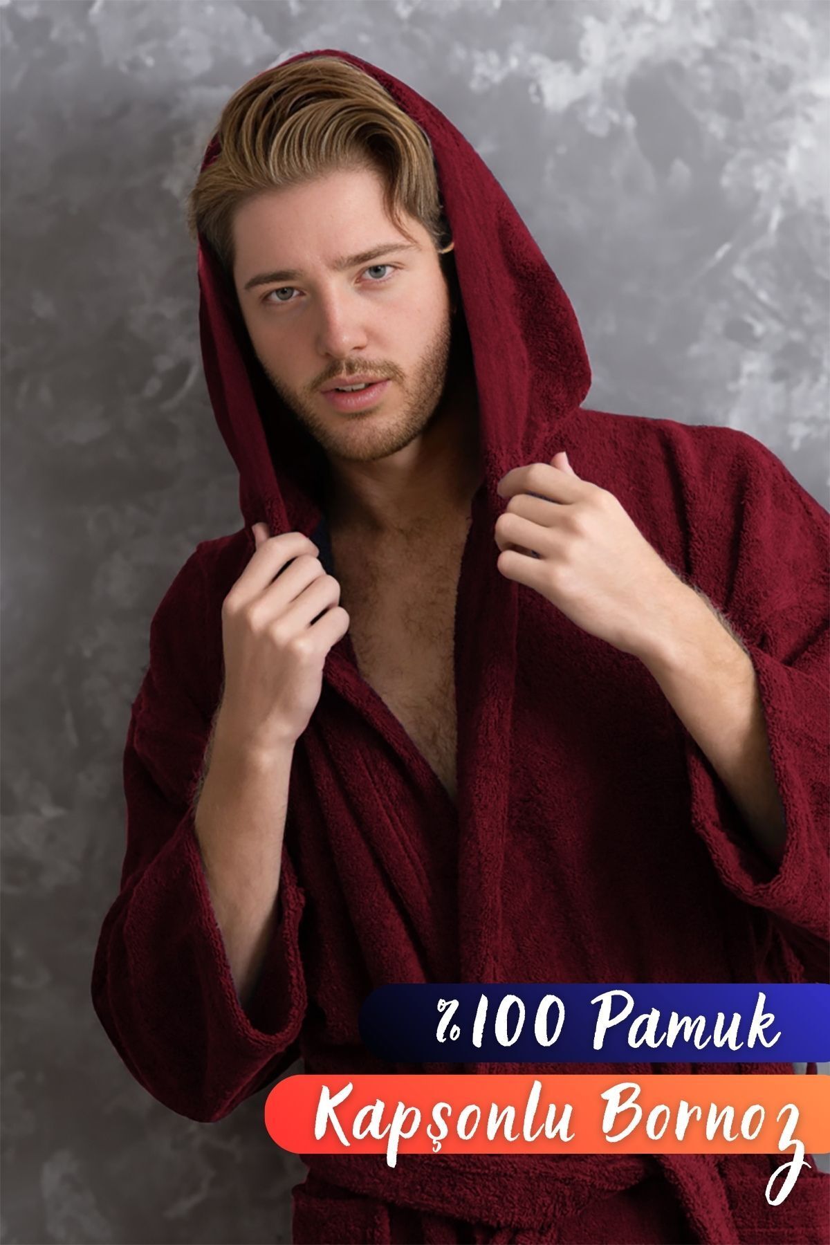 Unisex Pamuk Kapüşonlu Erkek Bornoz | Kadın Bornoz