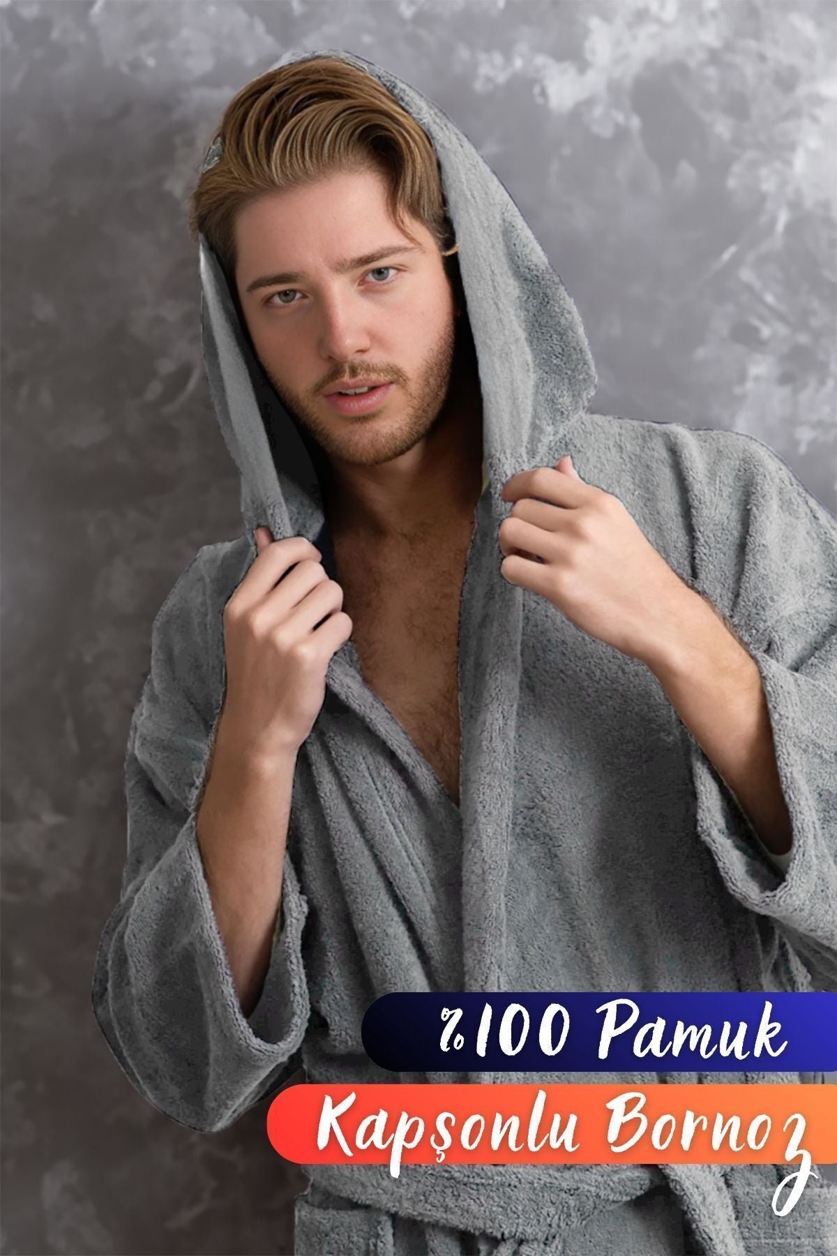 Unisex Pamuk Kapüşonlu Erkek Bornoz | Kadın Bornoz